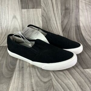 Amazon Essentials Slip-On Shoes Girls 4 Casual Canvas Black Slip‎ On Sneaker New